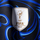 Camisa Reserva da Argentina 2026/2027 Adidas Masculina preta e azul com estampa Fileteado Porteño e patch de Campeão do Mundo FIFA 2022. patch