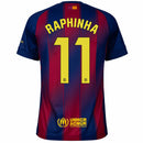 Camisa Barcelona Home 2025-2026 - Raphinha 11 Torcedor Nike Masculina - Azul e Grená
