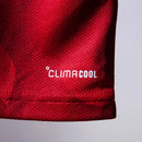 Camisa reserva dos Emirados Árabes Unidos 2026/2027 Adidas masculina vermelha com detalhes geométricos e logotipo Adidas Trefoil clássico.