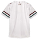 costas da Camisa branca do Fluminense 2026-2027 reserva, detalhes em verde e bordô nos ombros e escudo oficial.